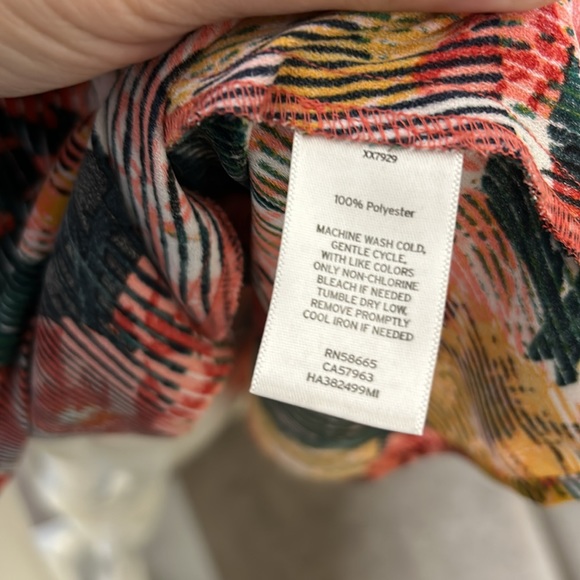 Halogen Striped Floral Abstract Shift Dress with ruched sleeves, size L - Picture 8 of 8